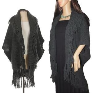 Ralph Lauren Collection Shawl Cardigan Wool Cashmere Sweater Fringe Poncho $500